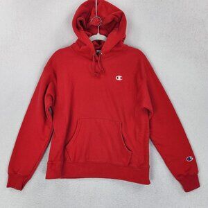 Champion Sweater Mens Medium Faded Red Reverse Weave Hoodie Pullover Sweatshirt
